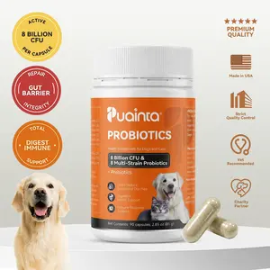 Puainta Probiotics for Dogs & Cats: 8 Billion CFU Digestive & Immune Support - Spore-Forming Multi-Strain Formula with Prebiotics, Gut-Lining Support, Sensitive Stomachs & Skin Health