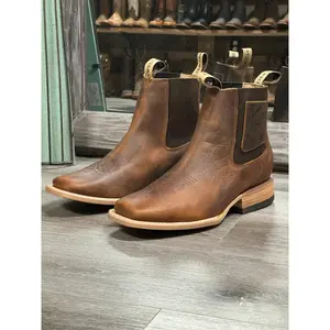 070 BOTIN HIBRIDO MIEL MENS LEATHER ANKLE BOOTS SQUARE TOE