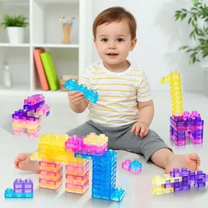 New Soft Jelly Blocks Set, 40 Pieces Squishy Multicolor Stackable Cubes Stacking Building Block Sets Toys, Non-Toxic Sensory Play, Safe Fun Toy for Kids Aged 3+