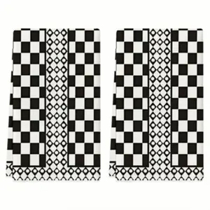 2-Piece & Checkered Kitchen Towels Set, Household Dishwashing Cloth Hand Towel, Decorative Kitchen Accessories Gift for Friends, Cleaning Soft Absorbent