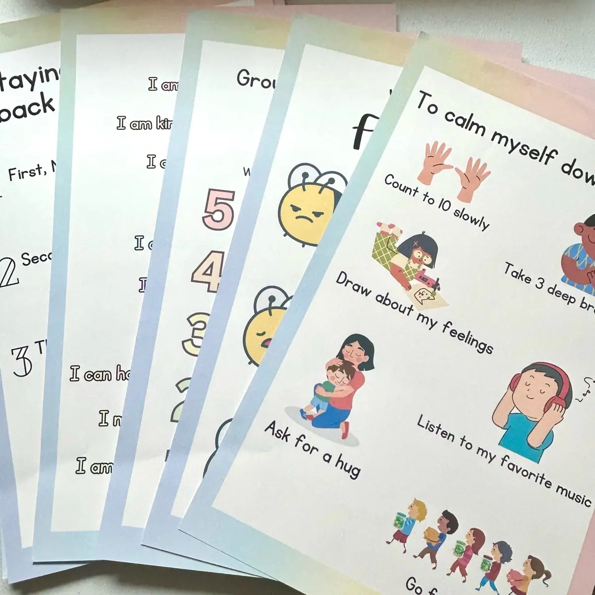 Calm Down Corner Emotional Learning Posters – Empower Your Emotions with Grounding Techniques, Affirmations, and Calming Strategies