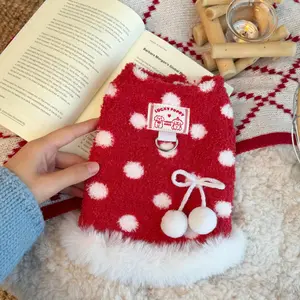 New Year Ultra-Thickened Pet Clothes Wave Point Dress Pretty Cute Outdoor With Leash Ring Kitty Bichon Frise Maltese Schnauzer Winter For Small Medium Dog Cat D00028