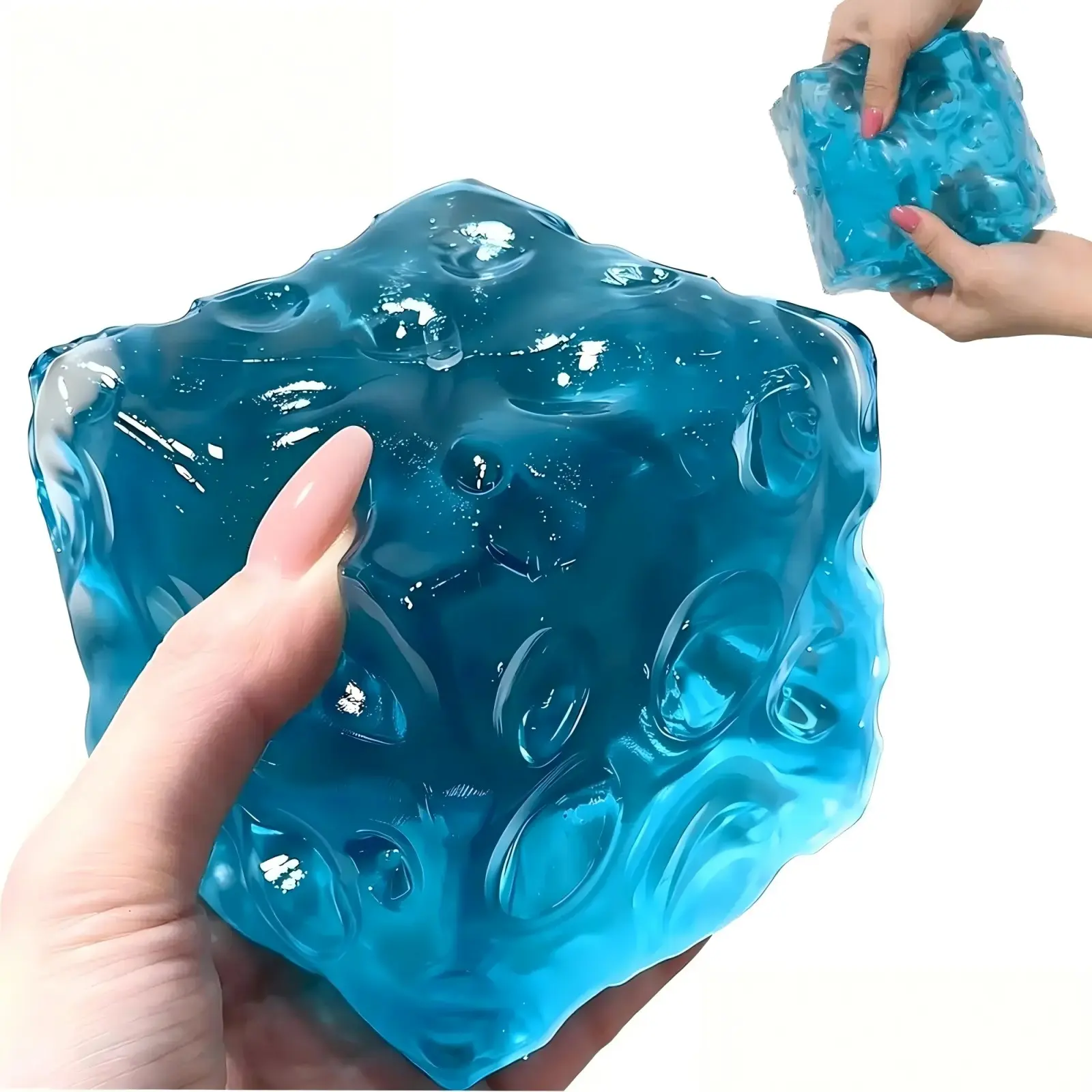 Cheese Squishy Toy - Giant Jelly Cheese Cube, Coconut Oil-Filled Moldable Squeeze Fidget, No-Rebound Sensory Stress Relief Toy, Soft Novelty Desk Decor, Party Favor for Adults
