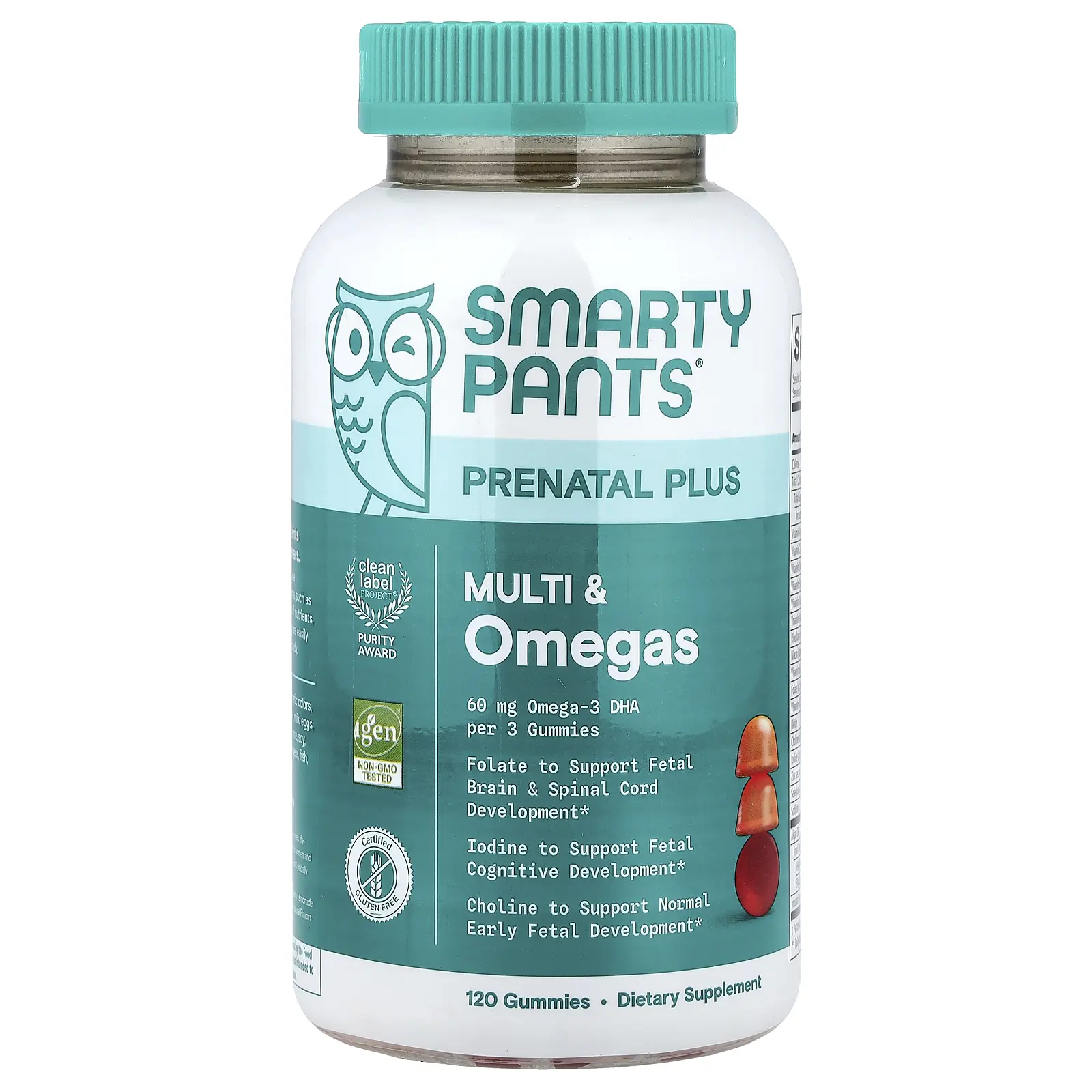 SmartyPants Prenatal Plus, Multi & Omegas Gummies, Orange and Strawberry Lemonade, 120 Gummies