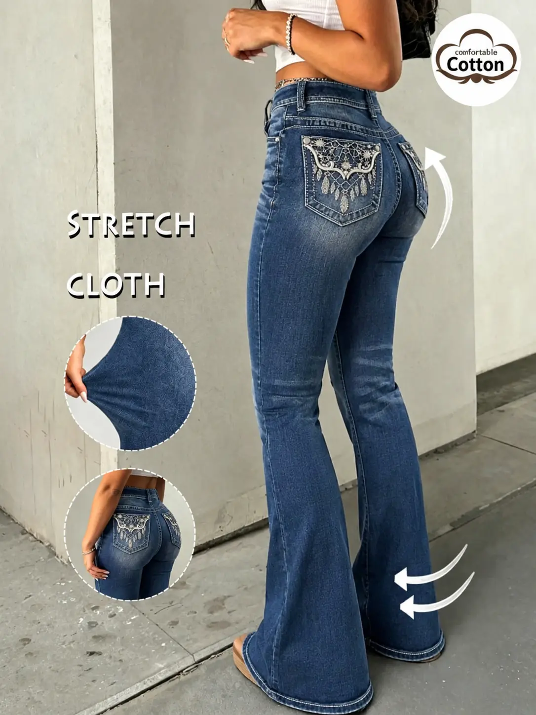 High Rise Butt Lifting Boot Cut Jeans Stretchy Trendy Flare Leg Jeans for Women