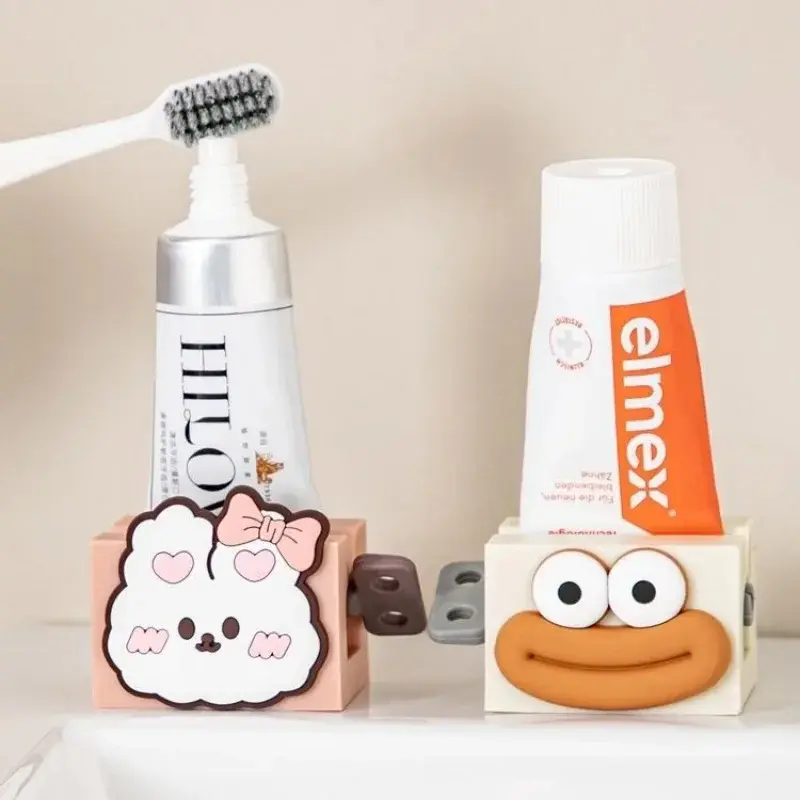 Plastic Standing Manual Toothpaste Tube Squeezer Organiser, Cartoon Rolling Dispenser for Bathroom Counter
