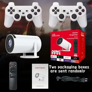 Christmas 4K Game Projector with Two Game Consoles,Portable Projector WiFi6, Automatic Correction, 270° Rotatable Compatible with iPhone android projector Audio