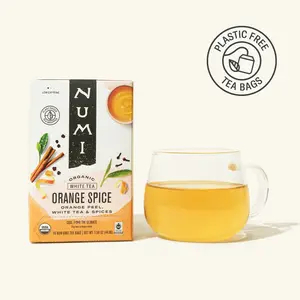 Numi Organic Orange Spice Tea - Smooth White Tea with Orange Peel Schizandra Berries & Lemongrass - Plastic Free Tea Bags - Divine Citrus & Spice Blend