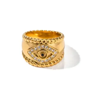Eye Ring with Central Eye Design Gold Finish Elegant and Unique Style High-Quality Stainless Steel Long-Lasting Accessory
