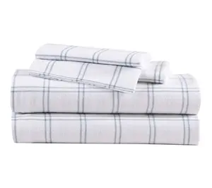 Eddie Bauer Westridge Plaid Blue Cotton Full Sheet Set