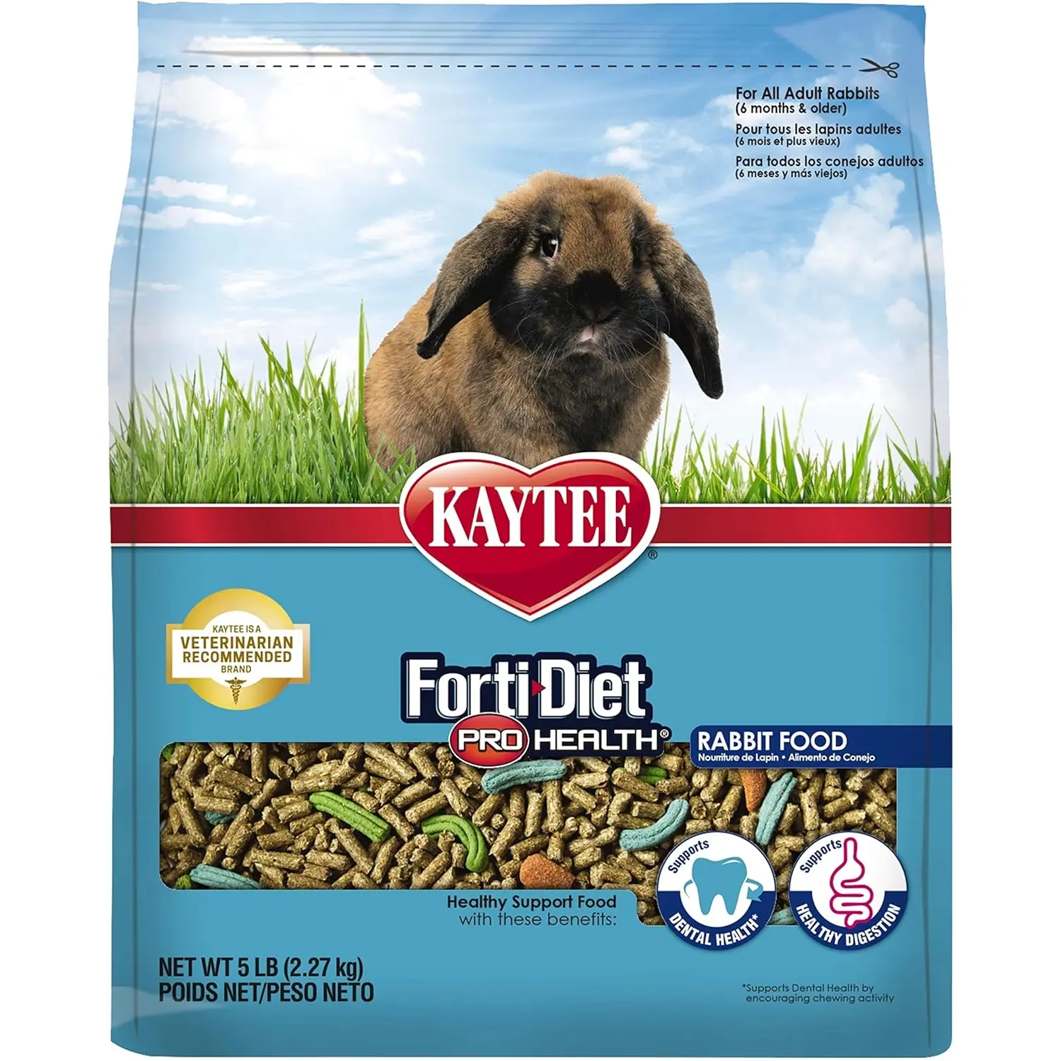 Kaytee Forti-Diet Pro Health Adult Rabbit Food, 5-Lb Bag