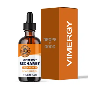 Vimergy Brain Body Recharge™ - Liquid Coq10 with Vitamin D3 & K2 (Coenzyme Q10 45mg, D3 1000IU, K2 180mcg) Co q 10 Supplement for Women, Men & Kids - Fights Fatigue, Boost