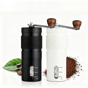 Stainless Steel Hand-Crank Coffee Grinder, Precision Adjustable Burr Mill, Portable Manual Espresso Maker, Durable Metal Body, Coffee Making Tool
