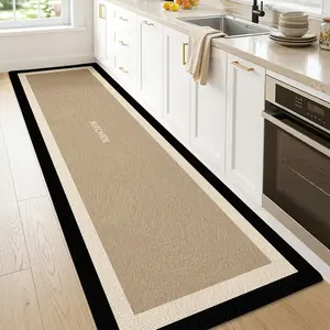 LUMI  French Ultra-thin Kitchen Runner Rug Set 2 Pieces Geometric Pattern Non-Slip Washable Mats for Kitchen Living Room Entryway Laundry Room