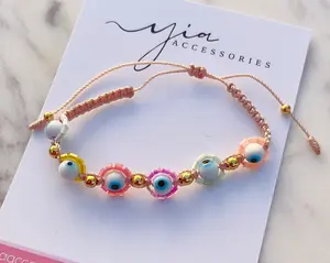 Multicolor Pastel Evil Eye bracelet Trendy Stack Bangle Summer Dainty Jewelry