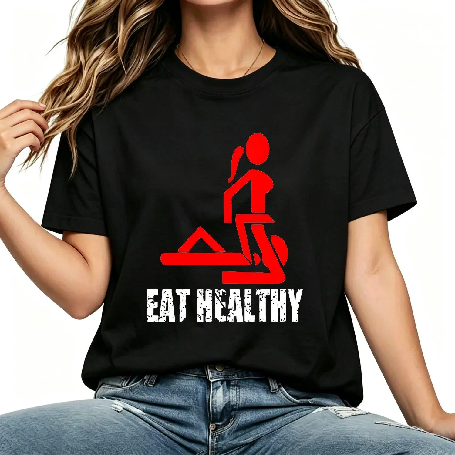 Women Casual Comfortable Double Sided Digital Printing T Shirt Healthy Lifestyle Graphic Tee Modern Everyday Casual Classic Fit