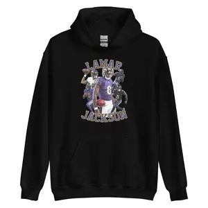 Lamar Jackson Hoodie - Classic Fit Long Sleeve hooded Sweatshirt - Pocket