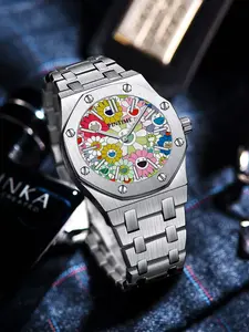 Men's Fashion Round Dial Analog Quartz Watch, Fashion Watch with Date Display Function, Trendy All-match & Exquisite Watch for Birthday Gift with Box, Fashionable Watch