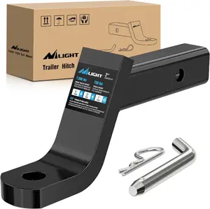 Nilight Trailer Hitch Ball Mount with 5/8" Hitch Pin Clip Fits 2 Inch Receiver Square 7500 lbs 4" Drop, 3” Rise, 1” Hole, Gloss Black Powder Coast