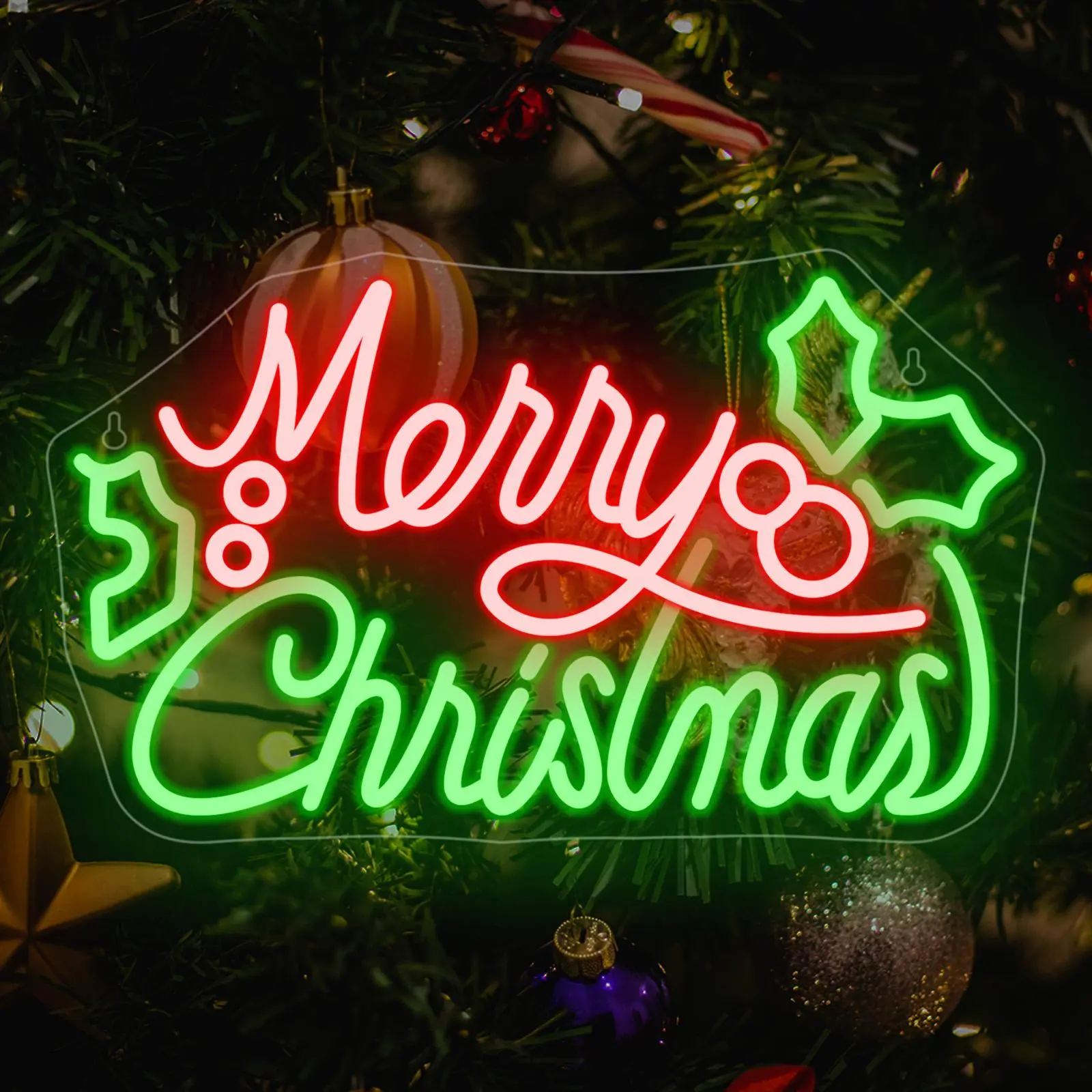 Merry Christmas Neon Sign, USB Powered LED Wall Mounted Neon Light, Decorative Lamp for Home Party & Shop, Home Decor