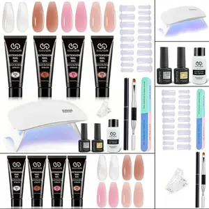 Poly Gel Nail Extension Kit, Poly Gel & Tools & Nail Forms & Nail File, Professional Nail Art Kit for Women & Girls, Polygel Nail Kit