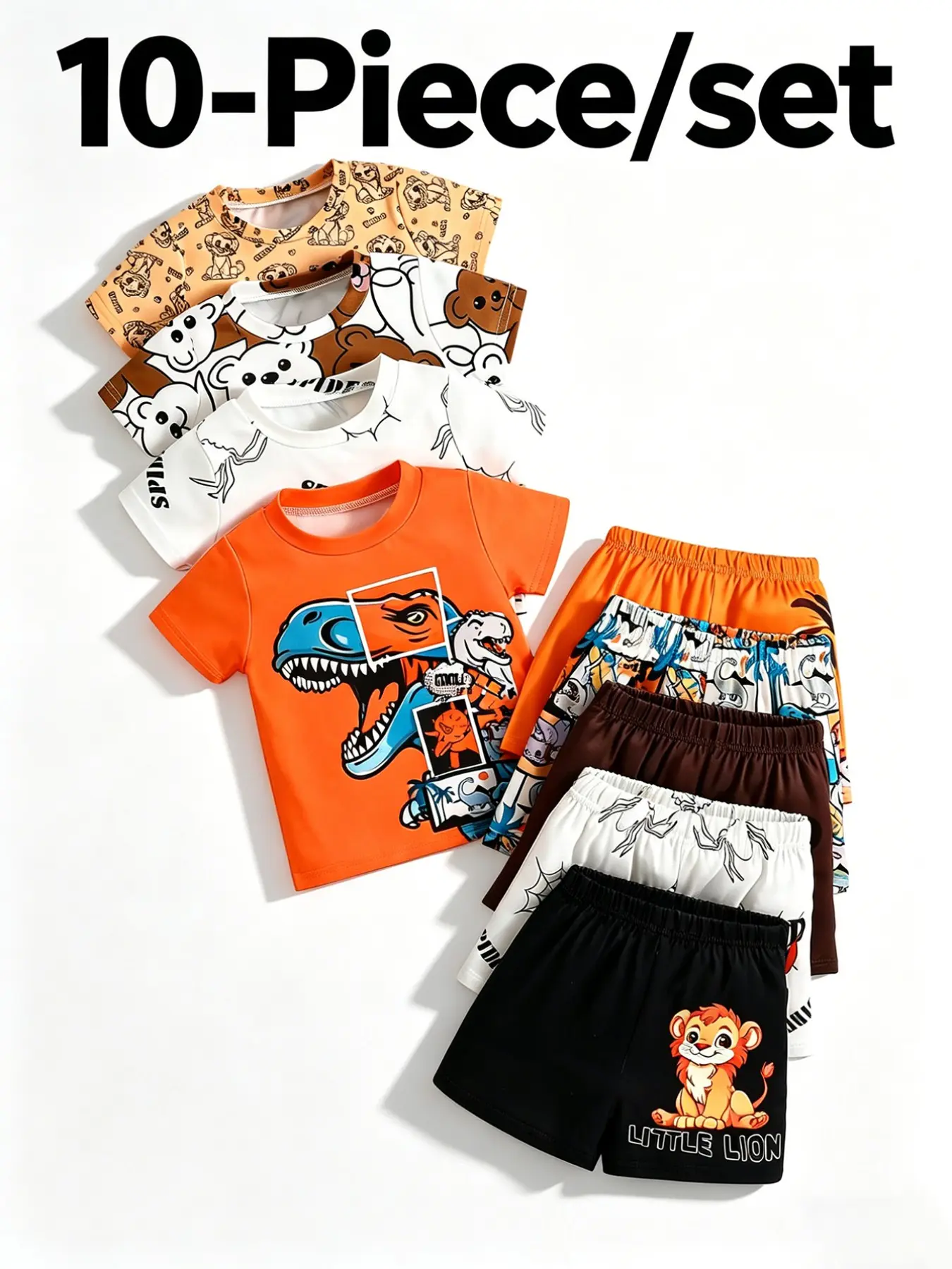 Boys Spider Animal Print Short Sleeve Shorts Set Outfits Set, Comfortable Casual Fashion Kids Clothes, Ideal for Outdoor Daily Wear, Gift for Toddler Boys Aged 3 Months-3 Years, Clothing Sets