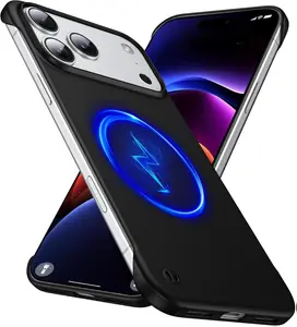 Magnetic Case for iPhone 17 Pro Max Frameless Case Slim Minimalist Lightweight Matte Hard Cover Protective Borderless Case Compatible with MagSafe, Shockproof Military-Grade Protection iPhone Cover For iPhone 17 Air