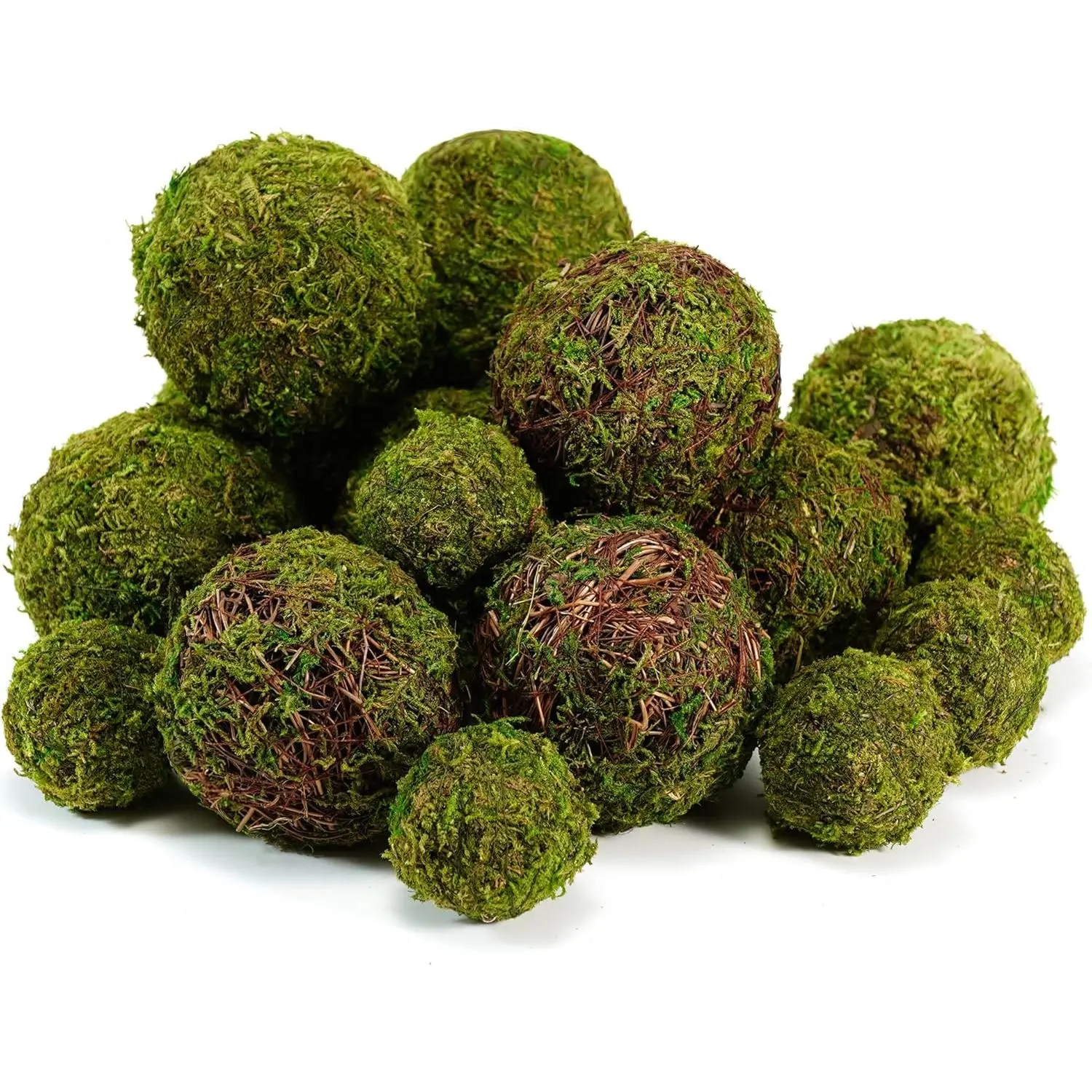 Decorative Moss Balls Set - 18 count  Moss Balls for Bowl Fillers, Centerpiece Decor, Home Decor, Vase Fillers, Wedding Decor, Table Arrangements, Coffee Accents, DIY Crafts (Mix-Set of 18)
