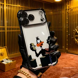 Daffy Duck Money Stackin iPhone Case Cute Trendy Cartoon Phone Cover For Fans For Iphone 17 Pro Max IPhone 11 12 13 14 15 16 Pro Max Plus Shockproof Soft Silicone Smartphone Protective Case Cellphone Shell,L461 Aesthetic Protection