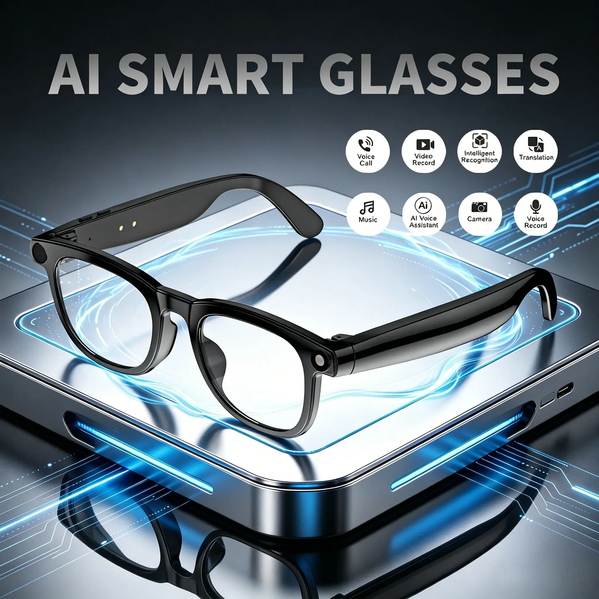 2026 Ai Multifunction Smart Glasses with 8mp Camera, Chatgpt, Ai Translation, Bluetooth-compatible Call, Music Playback, Ideal for Meetings and Travel