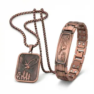 Nandudu Healing Energy Eagle Bracelet for Men 99.99% Pure Copper Magnetic Therapy Bangle for Arthritis Relief Adjustable Comfort Fit Handmade Cuff Stackable Trendy Jewellery Accessories