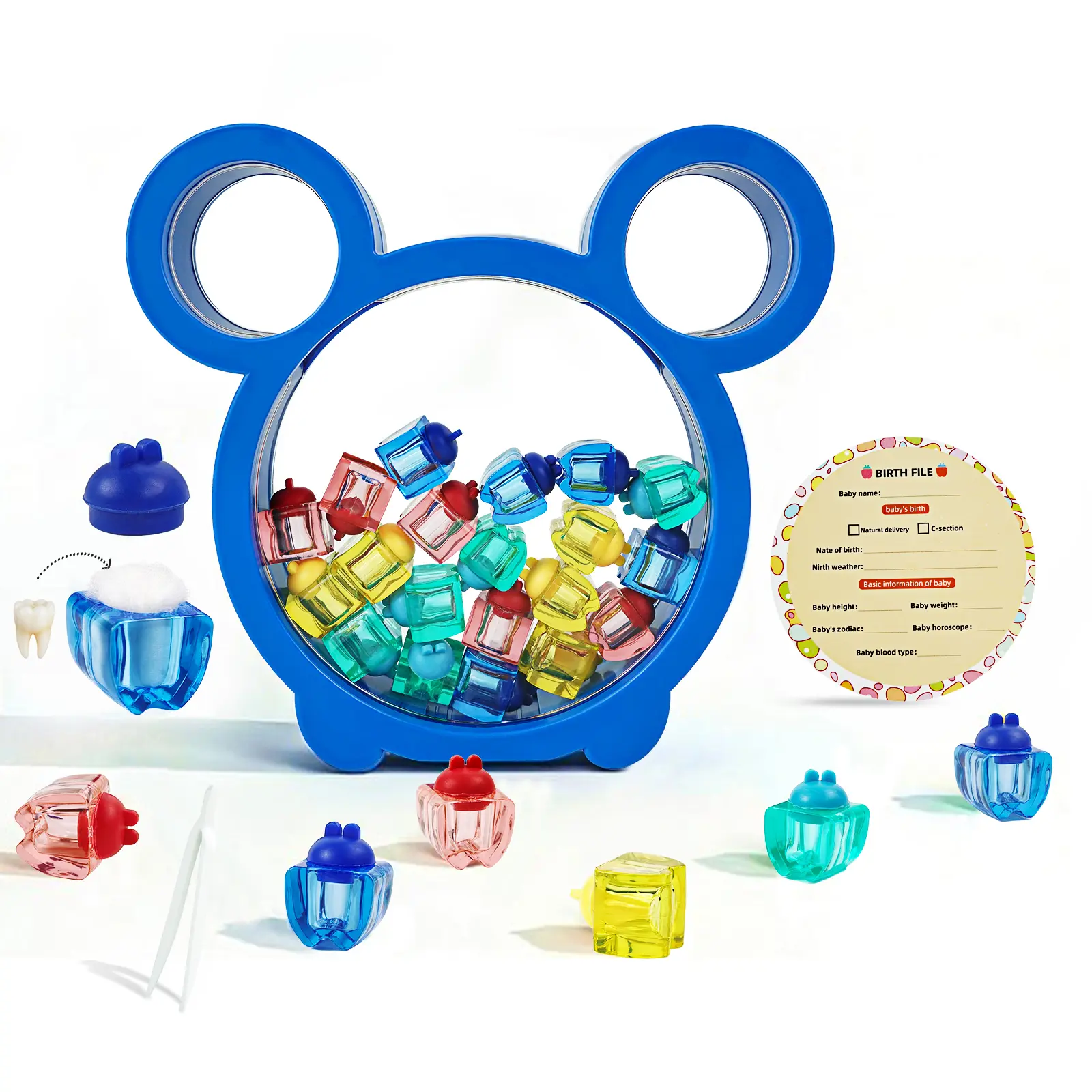 Baby Tooth Keepsake Box with 20 Individual Tooth Holder, Tooth Fairy Keepsake Kit, Durable ABS Baby Teeth Storage Case with Tweezers & Labels, First Lost Tooth Memory Gift for Boys & Girls