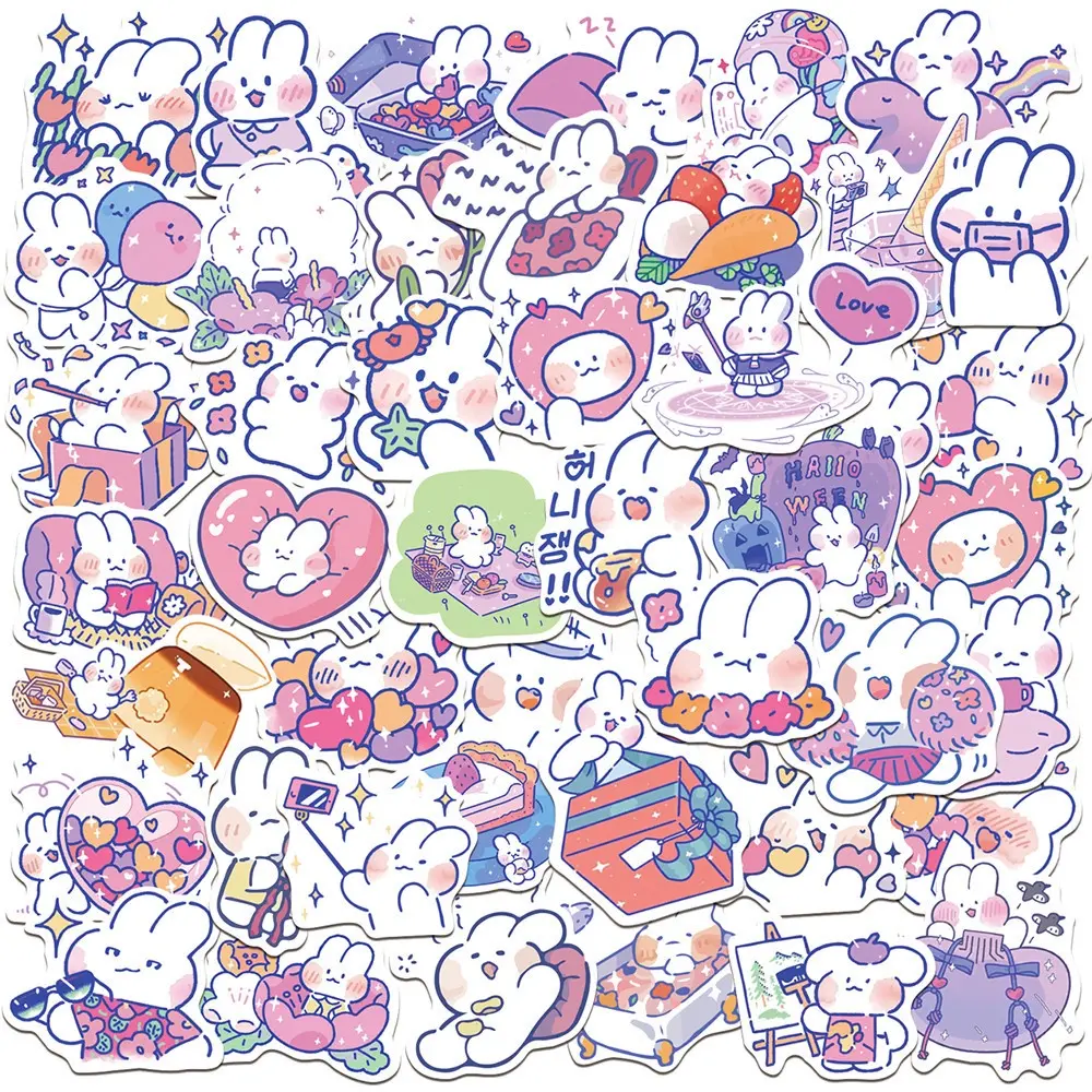 50PCS Kawaii Bunny Decor Stickers for Scrapbooking Planner Journal Craft Project