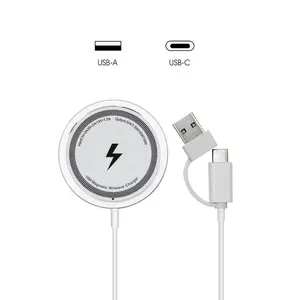 2-Pack Electronic Magnetic Wireless Charger Shell for Apple Mag-Safe, Mobile/Smartphone/Cellphone Charging Pad (iPhone 17/17 Pro Max/16/15/14/13/12 Plus Mini, Airpods Pro 3/2) with Strong Silver Magnet
