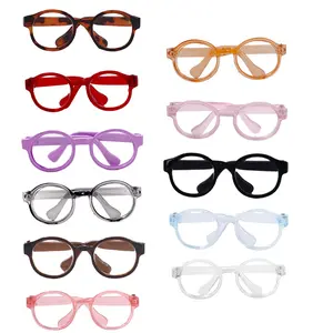 Macaron Color Candy Round Frame Glasses for Labubu 17cm Dolls, Cute Plush Cat Toy Accessories, Fashion Doll Gifts, Christmas & Birthday Presents