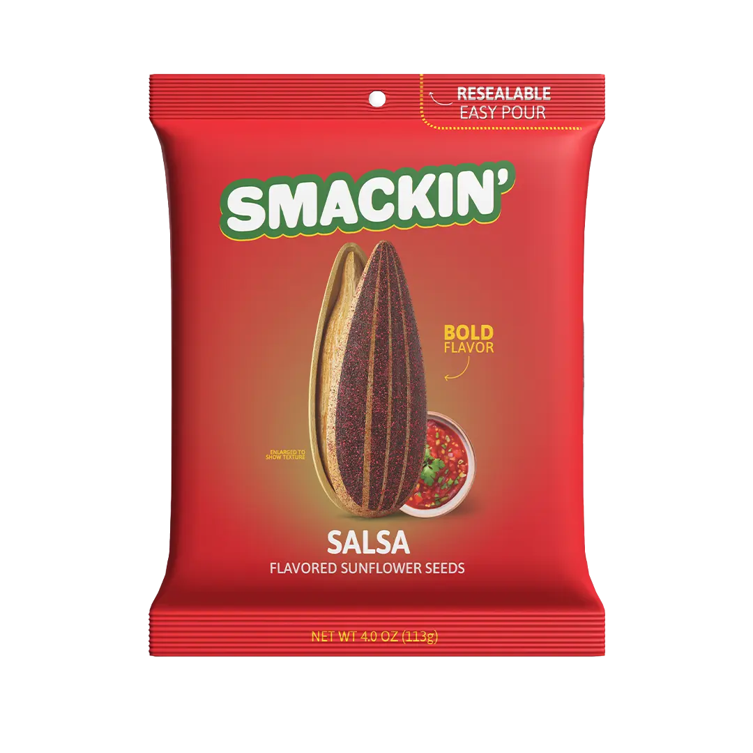 SMACKIN' Sunflower Seeds - SALSA - 6 Resealable LIMITED EDITION 4 OZ Bags