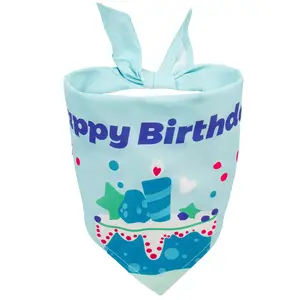 FUAMEY Dog Bandanas Birthday Blue | Cake Mess Barrier, Fresh Charm for Pup, Comfy for Big Day | Boys Handkerchiefs