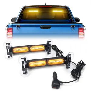 2-In-1 Suction Cup Flashing Light, Front & Rear Glass Warning Lamp, LED Decorative Strip with Multiple Modes, Aluminum Parts