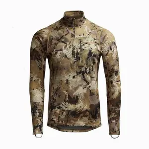 Camo Quarter Zip Pullover | Outdoor Hunting Performance Top No Pocket