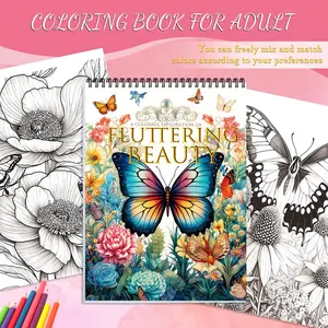 Fantasy Butterfly Coloring Book Series, Spiral Bound, Single-Sided Coloring, Vibrant Patterns, Perfect for Valentine's Day, Halloween, New Year, Birthday Gifts