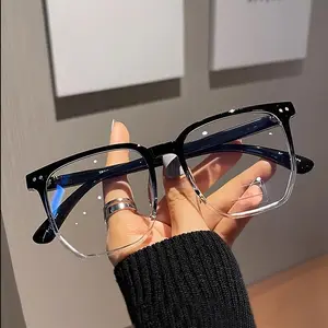 Trendy Unisex Glasses - Clear Lens, Square Frame, Casual Style, Anti-Blue Light, Scratch-Resistant, Comfortable Wear for Women and Men High Quality Eyeglasses