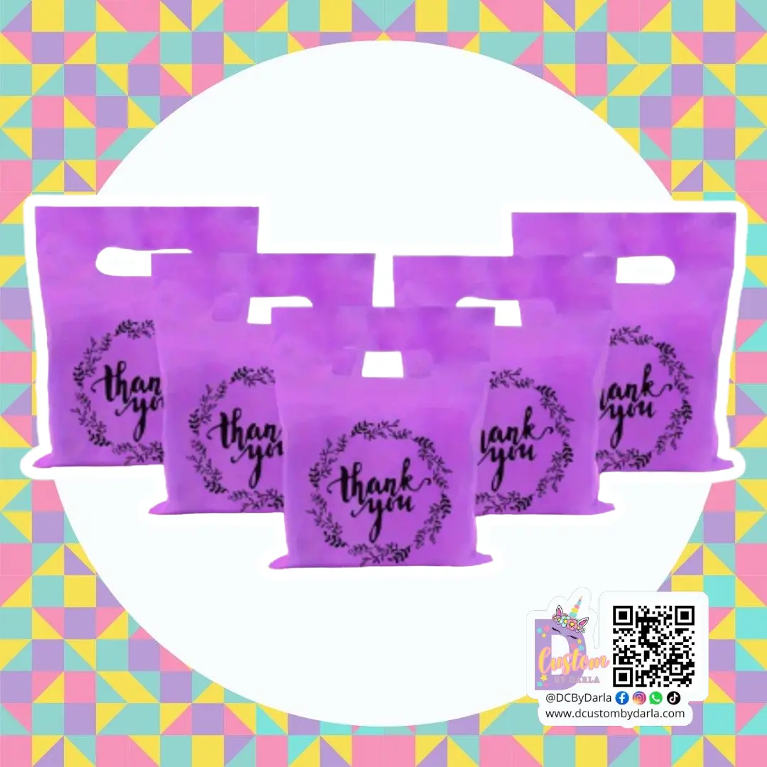 Purple thank you 6x8in merch bags