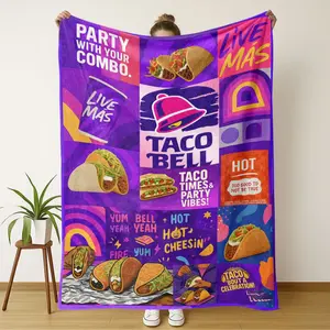 Trendy Taco Bell Lightweight Flannel Blanket, Comfortable Warm Flannel Throw for All Seasons, Perfect Gift for Friends & Family