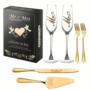 Champagne Glass Cake Cutting Knife Set, Stainless Steel Knives, Elegant Cake Divider Tool, Perfect Birthday & Wedding Gift, Engaging Party Accessory, Kitchenware Utensils