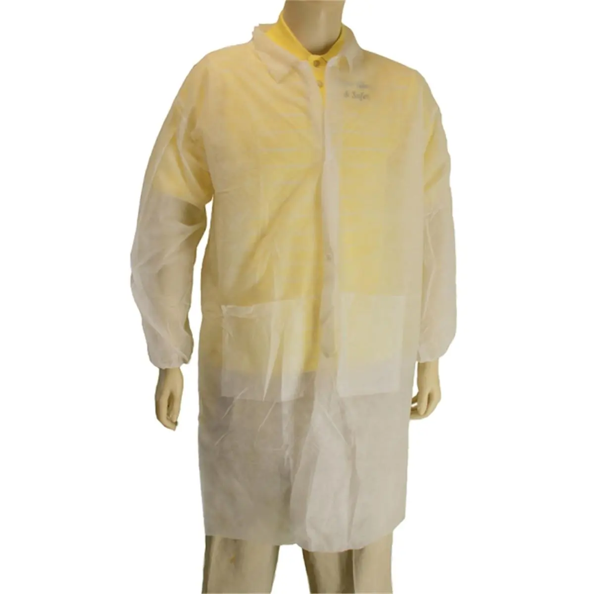 212 MAIN Disposable Polypropylene Fabric Lab Coats for Coaches, Breathable Plain White Uniforms with Elastic Cuffs, Snap Front, 2XL, 30-Pack, Workwear, Clothes, Long Sleeve, Unisex