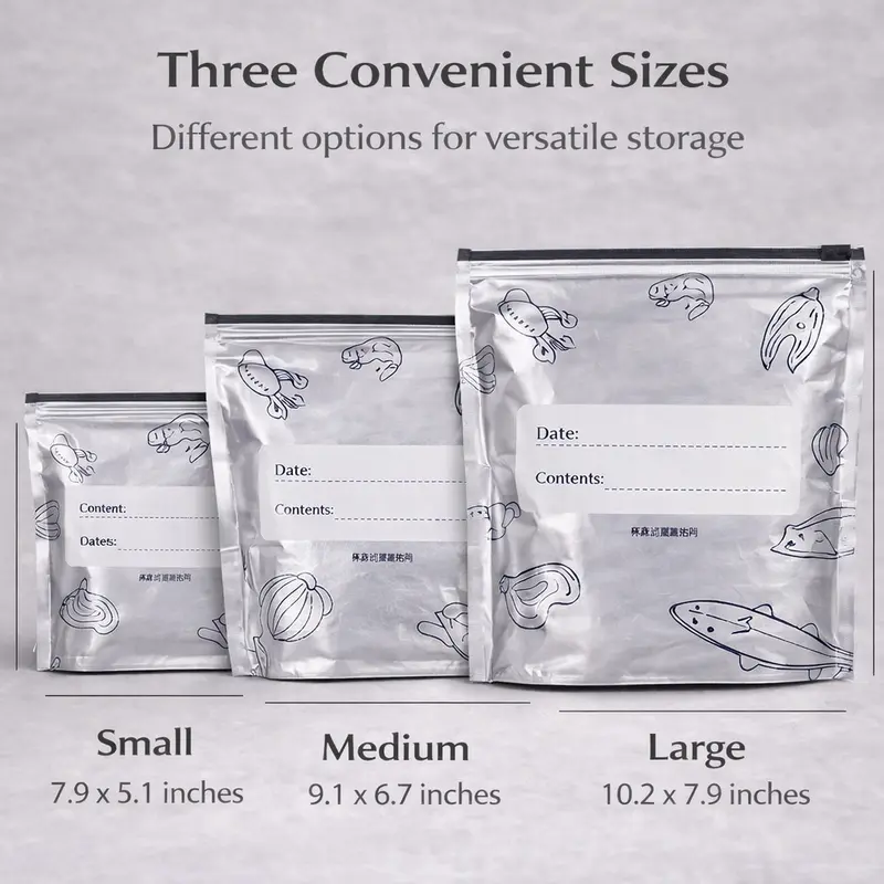 2026 New Model, 30-Pack (3 Sizes): Re-sealable Vacuum Zipper Food Storage Bags — reusable, airtight, waterproof vegetable storage containers suitable for kitchen use