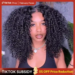 West Kiss Short Kinky Curly Ready Go Glueless Wigs Pre Cut Pre Bleached 7x4 Closure Wig 250% Density Human Hair Wig Pre Plucked 13x4 Lace Front Wigs FebruaryFaves