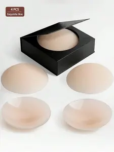 4 pieces of reusable ultra-thin nipple covers, with magnetic absorption storage box, invisible and seamless breast pads, anti-protrusion and anti-showing, suitable for dresses, bikinis, formal gowns and wedding dresses.