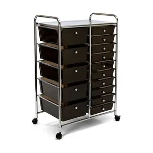15-Drawer Rolling Organizer Cart, Black