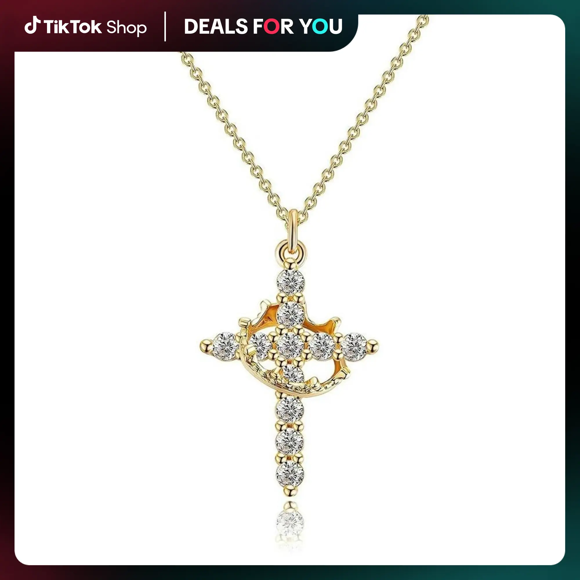 Tewiky Simple Crown & Cross Pendant Choker Necklace For Women & Men & Girls Pretty Crown Cross Necklace For Daily Clothing Decor Trendy All-match & Exquisite Jewelry For Gift For Christmas Gift trending Jewellery Charm Outdoorfun dealsforyoudays summervib